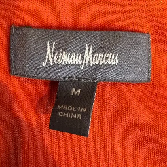 Neiman Marcus Solid Orange V-Neck Crochet Lace Sleeve Blouse Women’s Size Medium - Picture 3 of 8